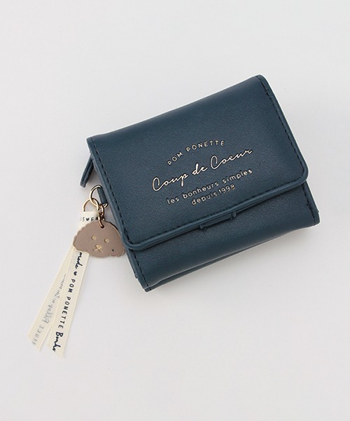 pom ponette junior（ポンポネットジュニア）の「トイプードルチャーム箔ロゴミニ財布（財布・キッズ・ネイビー/エメラルド・FREE）」の2枚目の写真