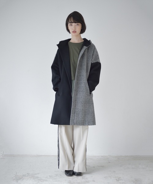 La SRIC(ラスリック)の「La SRIC / 3柄チェックフードCT(その他アウター・レディース・ライトグレー/ブラック・38)」の3枚目の写真