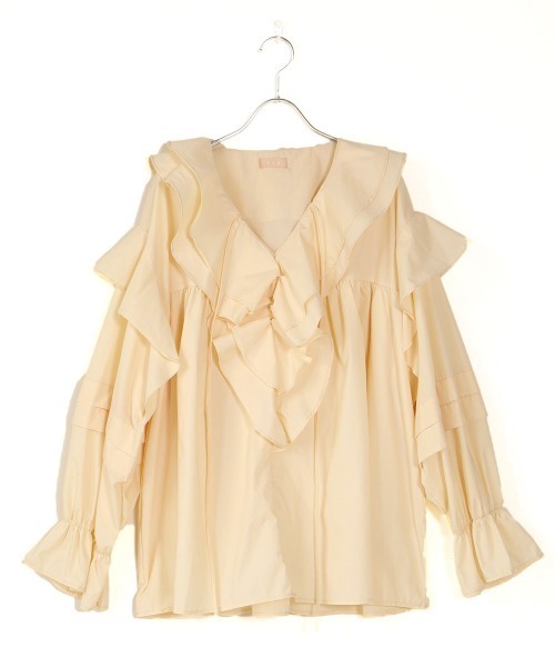 Bab（バブ）の「ボリュームフリルブラウス（シャツ/ブラウス・レディース・ブラック/ベージュ/ライトグリーン・M）」の12枚目の写真