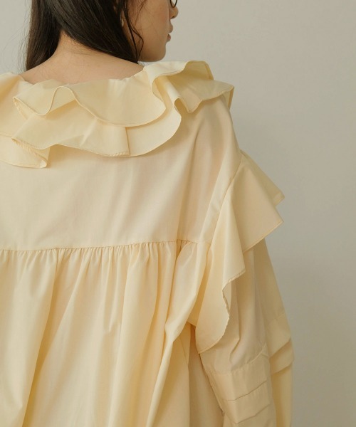 Bab（バブ）の「ボリュームフリルブラウス（シャツ/ブラウス・レディース・ブラック/ベージュ/ライトグリーン・M）」の10枚目の写真