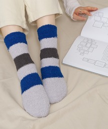 吸湿発熱もこもこソックス ボーダー