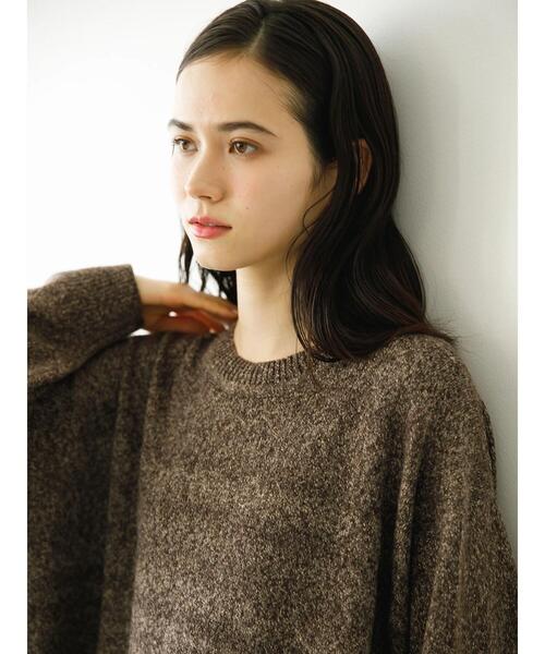 koe（コエ）の「天竺編みクルーネックニット*（ニット/セーター・レディース・ブラック/カーキ/マスタード/グリーン/ライトベージュ/ブラウン・M/L/S）」の9枚目の写真