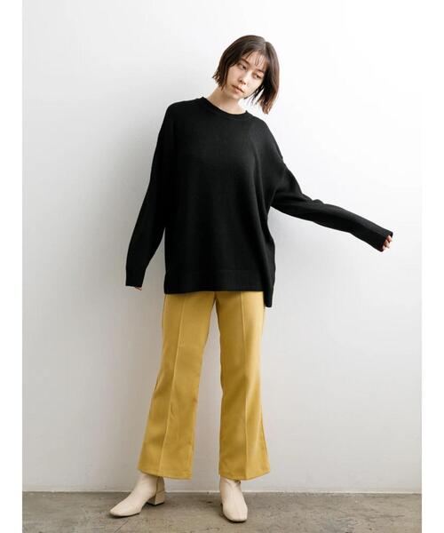 koe（コエ）の「天竺編みクルーネックニット*（ニット/セーター・レディース・ブラック/カーキ/マスタード/グリーン/ライトベージュ/ブラウン・M/L/S）」の15枚目の写真