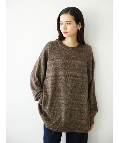 koe（コエ）の「天竺編みクルーネックニット*（ニット/セーター・レディース・ブラック/カーキ/マスタード/グリーン/ライトベージュ/ブラウン・M/L/S）」の20枚目の写真