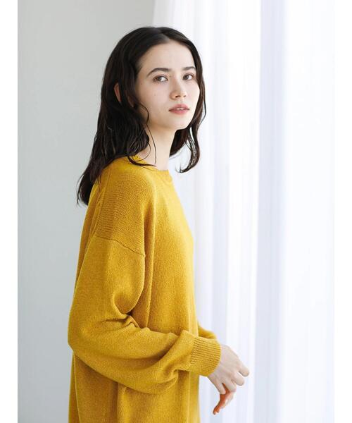 koe（コエ）の「天竺編みクルーネックニット*（ニット/セーター・レディース・ブラック/カーキ/マスタード/グリーン/ライトベージュ/ブラウン・M/L/S）」の21枚目の写真