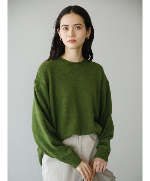 koe（コエ）の「天竺編みクルーネックニット*（ニット/セーター・レディース・ブラック/カーキ/マスタード/グリーン/ライトベージュ/ブラウン・M/L/S）」の22枚目の写真