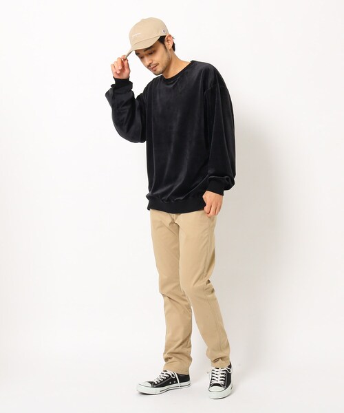 BASECONTROL（ベースコントロール）の「◆ファーベロア ビッグシルエット クルースウェット（スウェット・メンズ・ブラック/ダークグレー/ベージュ/グリーン/アイボリー・03/02/04）」の15枚目の写真