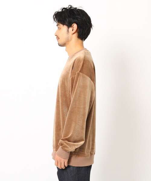 BASECONTROL（ベースコントロール）の「◆ファーベロア ビッグシルエット クルースウェット（スウェット・メンズ・ブラック/ダークグレー/ベージュ/グリーン/アイボリー・03/02/04）」の13枚目の写真