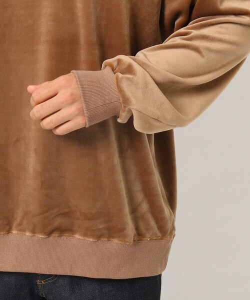 BASECONTROL（ベースコントロール）の「◆ファーベロア ビッグシルエット クルースウェット（スウェット・メンズ・ブラック/ダークグレー/ベージュ/グリーン/アイボリー・03/02/04）」の14枚目の写真