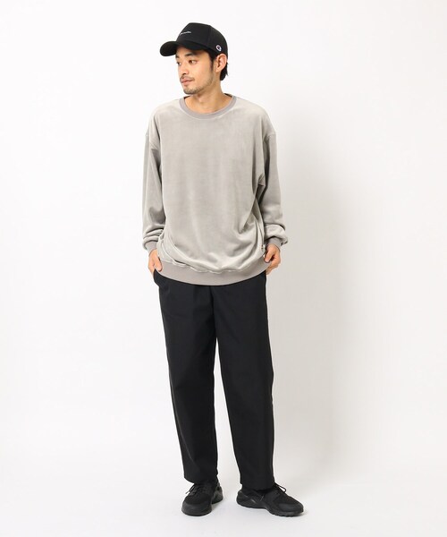 BASECONTROL（ベースコントロール）の「◆ファーベロア ビッグシルエット クルースウェット（スウェット・メンズ・ブラック/ダークグレー/ベージュ/グリーン/アイボリー・03/02/04）」の10枚目の写真