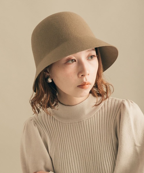 SMELLY(スメリー)の「ウールチューリップハット(ハット・レディース・ブラック/ベージュ・-)」の6枚目の写真