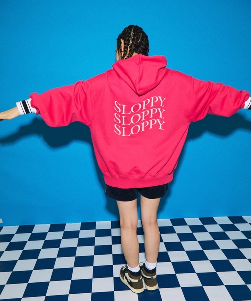 WHO'S WHO gallery(フーズフーギャラリー)の「【SLOPPY/スロッピー】ラインリブパーカ(パーカー・レディース・サックスブルー/ピンク/ブラック/トップグレー/ネイビー・FREE)」の5枚目の写真