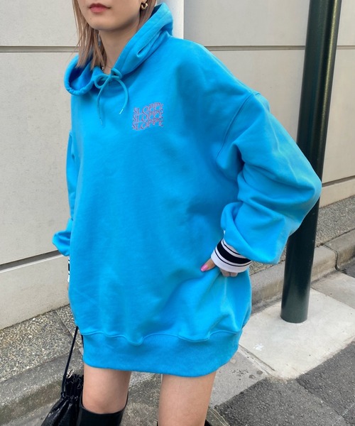 WHO'S WHO gallery(フーズフーギャラリー)の「【SLOPPY/スロッピー】ラインリブパーカ(パーカー・レディース・サックスブルー/ピンク/ブラック/トップグレー/ネイビー・FREE)」の20枚目の写真