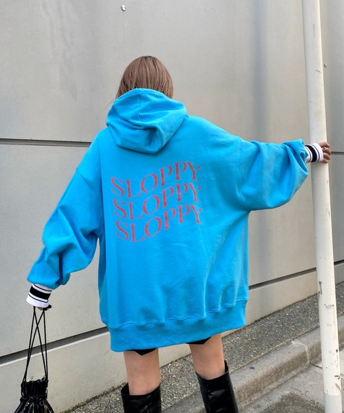 WHO'S WHO gallery(フーズフーギャラリー)の「【SLOPPY/スロッピー】ラインリブパーカ(パーカー・レディース・サックスブルー/ピンク/ブラック/トップグレー/ネイビー・FREE)」の22枚目の写真