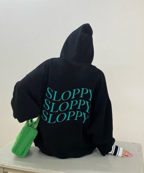 WHO'S WHO gallery(フーズフーギャラリー)の「【SLOPPY/スロッピー】ラインリブパーカ(パーカー・レディース・サックスブルー/ピンク/ブラック/トップグレー/ネイビー・FREE)」の8枚目の写真