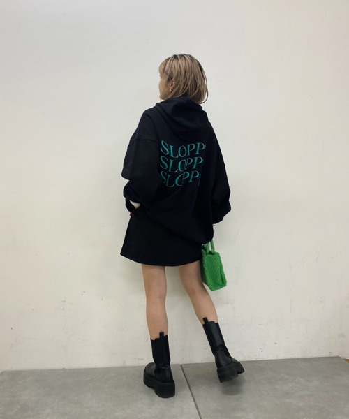 WHO'S WHO gallery(フーズフーギャラリー)の「【SLOPPY/スロッピー】ラインリブパーカ(パーカー・レディース・サックスブルー/ピンク/ブラック/トップグレー/ネイビー・FREE)」の10枚目の写真