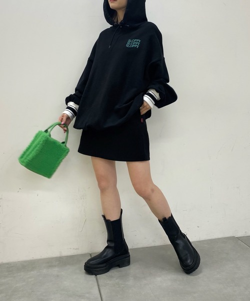 WHO'S WHO gallery(フーズフーギャラリー)の「【SLOPPY/スロッピー】ラインリブパーカ(パーカー・レディース・サックスブルー/ピンク/ブラック/トップグレー/ネイビー・FREE)」の9枚目の写真