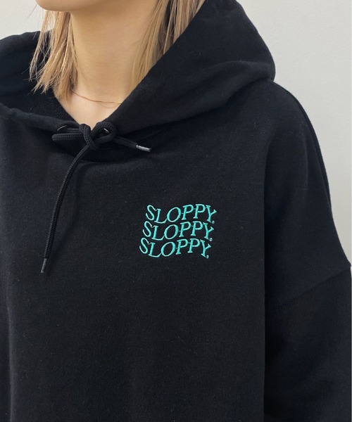 WHO'S WHO gallery(フーズフーギャラリー)の「【SLOPPY/スロッピー】ラインリブパーカ(パーカー・レディース・サックスブルー/ピンク/ブラック/トップグレー/ネイビー・FREE)」の7枚目の写真