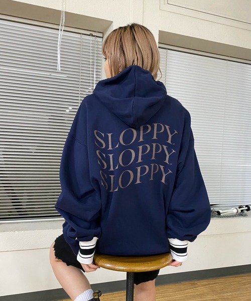 WHO'S WHO gallery(フーズフーギャラリー)の「【SLOPPY/スロッピー】ラインリブパーカ(パーカー・レディース・サックスブルー/ピンク/ブラック/トップグレー/ネイビー・FREE)」の17枚目の写真