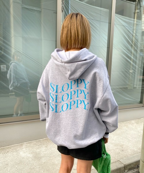 WHO'S WHO gallery(フーズフーギャラリー)の「【SLOPPY/スロッピー】ラインリブパーカ(パーカー・レディース・サックスブルー/ピンク/ブラック/トップグレー/ネイビー・FREE)」の14枚目の写真