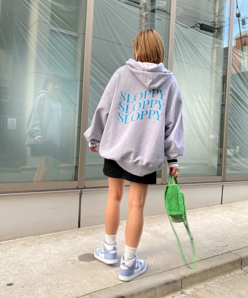 WHO'S WHO gallery(フーズフーギャラリー)の「【SLOPPY/スロッピー】ラインリブパーカ(パーカー・レディース・サックスブルー/ピンク/ブラック/トップグレー/ネイビー・FREE)」の16枚目の写真