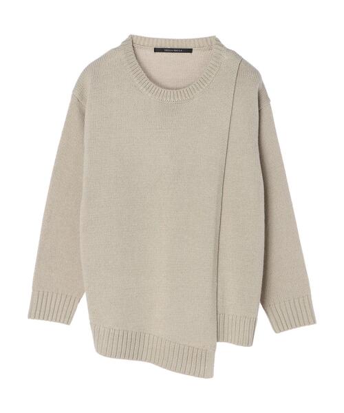 YECCA VECCA（イェッカヴェッカ）の「・アシメレイヤーニット＊（ニット/セーター・レディース・グリーン/グレイッシュベージュ/ブラウン/イエロー・FREE）」の8枚目の写真