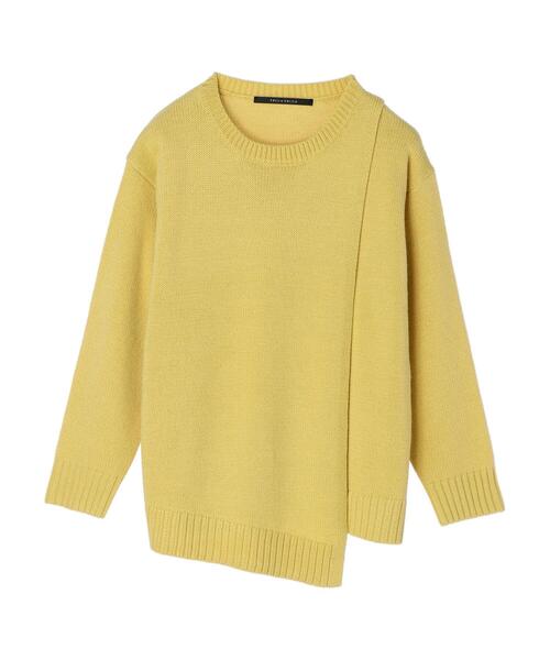 YECCA VECCA（イェッカヴェッカ）の「・アシメレイヤーニット＊（ニット/セーター・レディース・グリーン/グレイッシュベージュ/ブラウン/イエロー・FREE）」の6枚目の写真