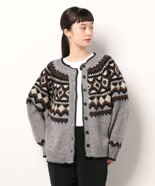 Samansa Mos2（サマンサ モスモス）の「ジャカードカーディガン（カーディガン/ボレロ・レディース・ブラック/ベージュ/グレー・ﾌﾘ-）」の2枚目の写真