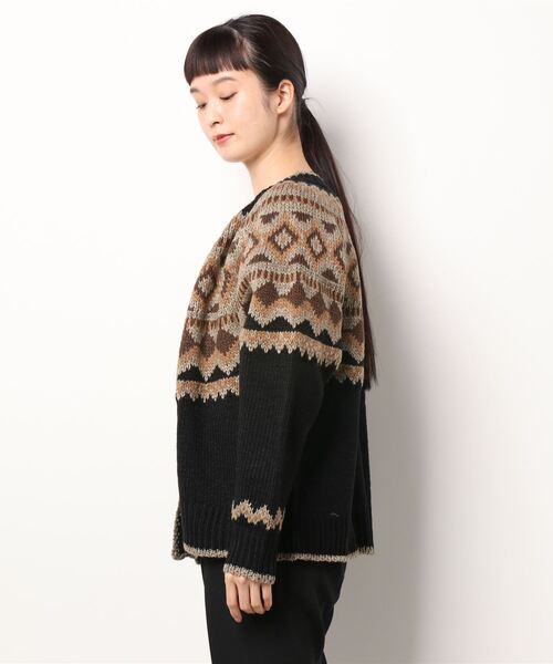 Samansa Mos2（サマンサ モスモス）の「ジャカードカーディガン（カーディガン/ボレロ・レディース・ブラック/ベージュ/グレー・ﾌﾘ-）」の4枚目の写真