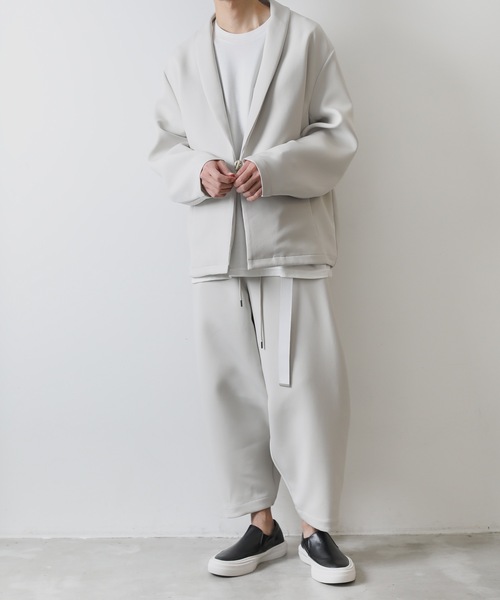 ATTACHMENT（アタッチメント）の「PEトリプルクロス サイドプリーツ ワイドテーパードパンツ / PE TRIPLE CLOTH  SIDE PLEATED WIDE TAPERED PANTS（スラックス・メンズ・ブラック/オフホワイト・1/2/3）」の11枚目の写真