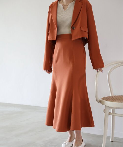 RAY CASSIN（レイカズン）の「ダブルクロスマーメイドスカート セットアップ可（スカート・レディース・ライトカーキ/キナリ/オレンジ/ブラック系・FREE）」の4枚目の写真