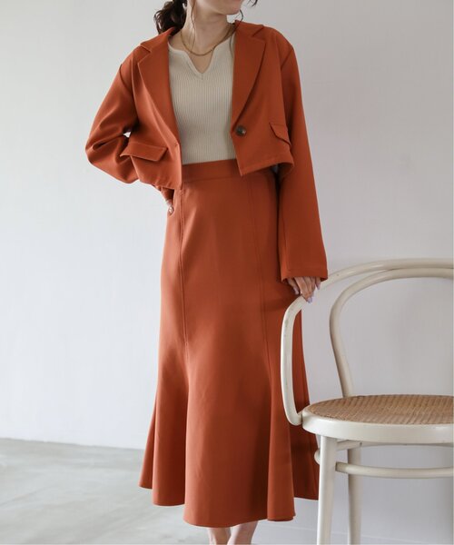 RAY CASSIN（レイカズン）の「ダブルクロスマーメイドスカート セットアップ可（スカート・レディース・ライトカーキ/キナリ/オレンジ/ブラック系・FREE）」の11枚目の写真