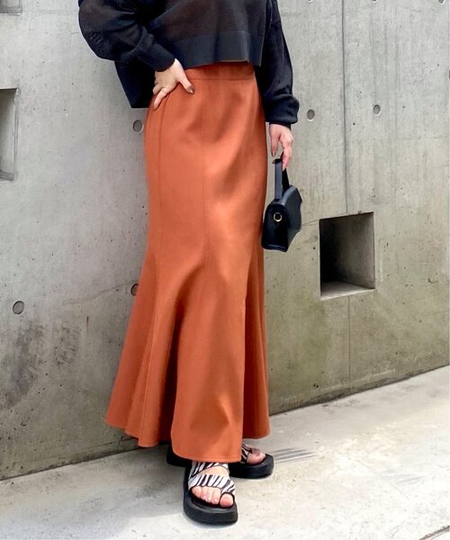 RAY CASSIN（レイカズン）の「ダブルクロスマーメイドスカート セットアップ可（スカート・レディース・ライトカーキ/キナリ/オレンジ/ブラック系・FREE）」の6枚目の写真