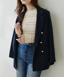 ワイドリブダブル細ボーダーニット