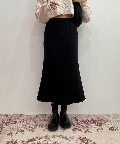 EPIMI E'PIMMY（エピミエピミー）の「〈Set upにも〉マーメイドラインスウェットスカート（スカート・レディース・ブラック/オートミール/杢グレー/クリーム・MEDIUM）」の2枚目の写真