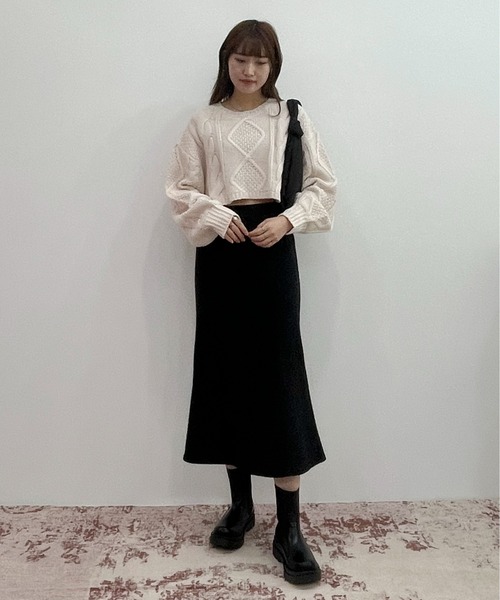 EPIMI E'PIMMY（エピミエピミー）の「〈Set upにも〉マーメイドラインスウェットスカート（スカート・レディース・ブラック/オートミール/杢グレー/クリーム・MEDIUM）」の22枚目の写真