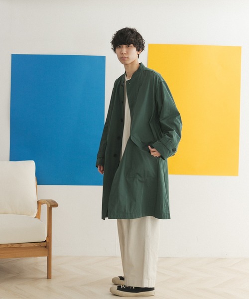 FORK&SPOON（フォークアンドスプーン）の「FORK&SPOON　スタンドカラーダブルポケットコート（ステンカラーコート・メンズ・グリーン/ベージュ・4/5）」の13枚目の写真