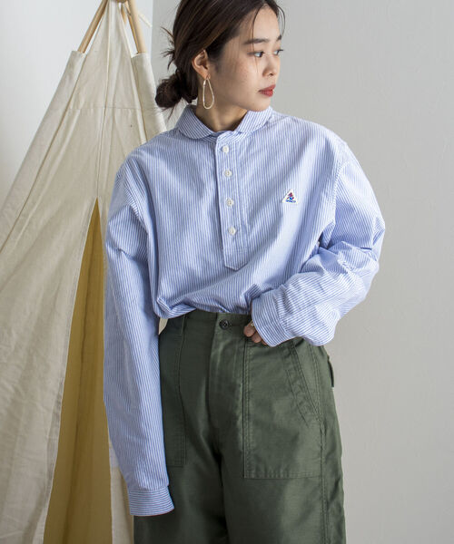 GEVACO(ゲバコ)の「【GEVACO/ゲバコ】丸えりOX ロングスリーブシャツ(シャツ/ブラウス・メンズ・ネイビー/オフホワイト/ブルー系その他3・SMALL/MEDIUM/LARGE)」の3枚目の写真