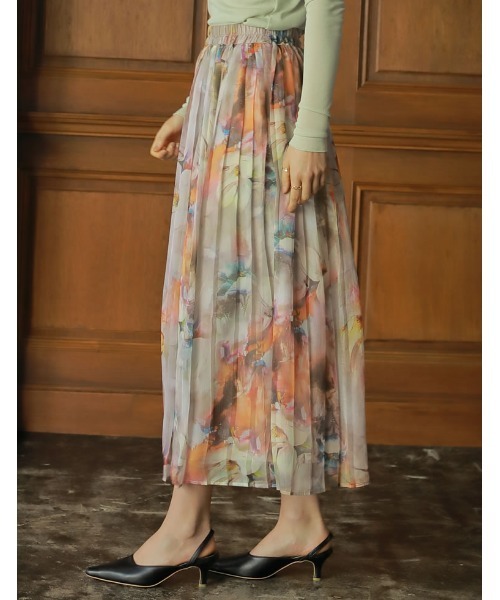 Re:EDIT（リエディ）の「[2023S/S COLLECTION][低身長サイズ有]シアープリントギャザーフレアスカート（スカート・レディース・B/A/D/C/E/F・LARGE/MEDIUM/SHORT）」の7枚目の写真