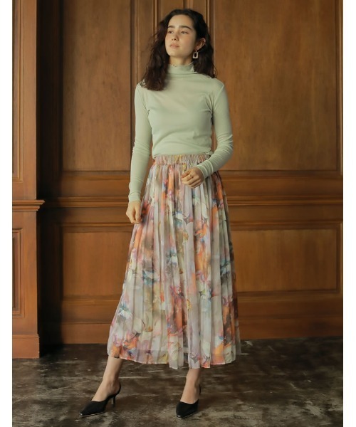 Re:EDIT（リエディ）の「[2023S/S COLLECTION][低身長サイズ有]シアープリントギャザーフレアスカート（スカート・レディース・B/A/D/C/E/F・LARGE/MEDIUM/SHORT）」の9枚目の写真