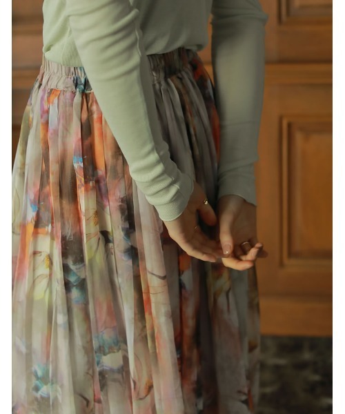 Re:EDIT（リエディ）の「[2023S/S COLLECTION][低身長サイズ有]シアープリントギャザーフレアスカート（スカート・レディース・B/A/D/C/E/F・LARGE/MEDIUM/SHORT）」の11枚目の写真