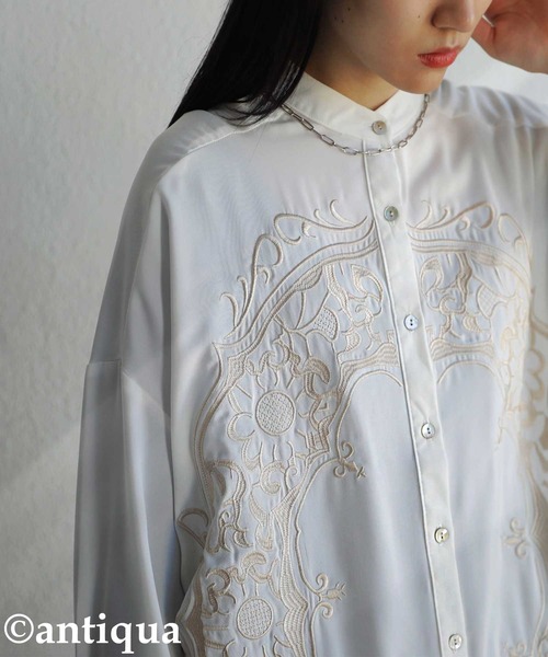 antiqua(アンティカ)の「雰囲気たっぷり。刺繍シャツ(シャツ/ブラウス・レディース・ブラック/オフホワイト・FREE)」の6枚目の写真