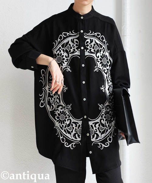 antiqua(アンティカ)の「雰囲気たっぷり。刺繍シャツ(シャツ/ブラウス・レディース・ブラック/オフホワイト・FREE)」の9枚目の写真