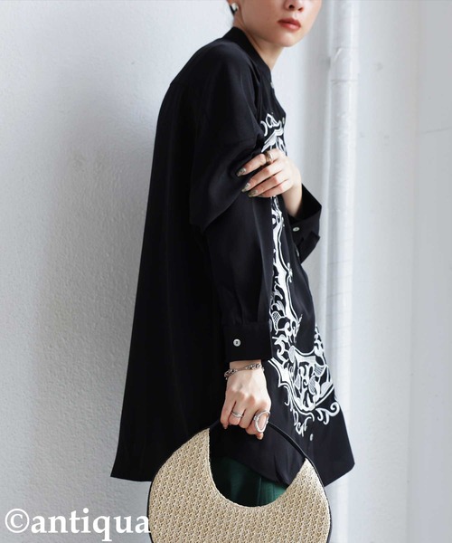 antiqua(アンティカ)の「雰囲気たっぷり。刺繍シャツ(シャツ/ブラウス・レディース・ブラック/オフホワイト・FREE)」の14枚目の写真