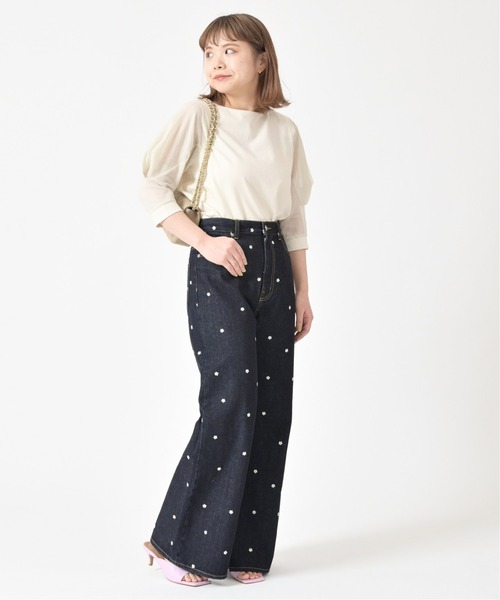 U by SPICK&SPAN（ユーバイスピックアンドスパン）の「タックスリーブ ドッキングプルオーバー◆（Tシャツ/カットソー・レディース・ブラック/ホワイト系その他・FREE）」の8枚目の写真