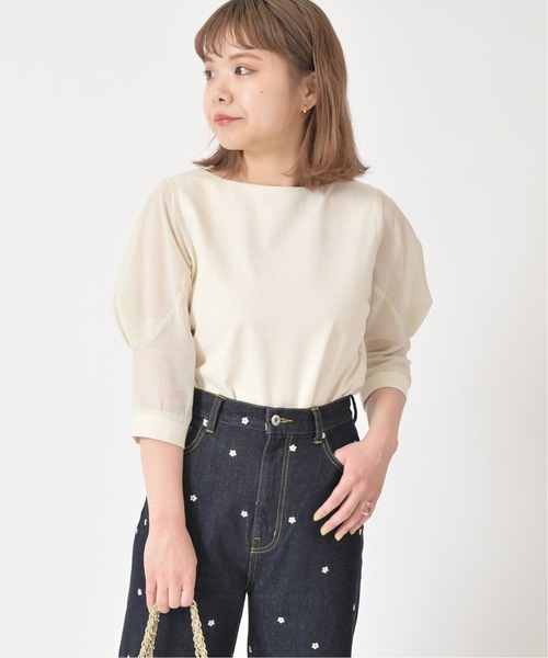 U by SPICK&SPAN（ユーバイスピックアンドスパン）の「タックスリーブ ドッキングプルオーバー◆（Tシャツ/カットソー・レディース・ブラック/ホワイト系その他・FREE）」の9枚目の写真
