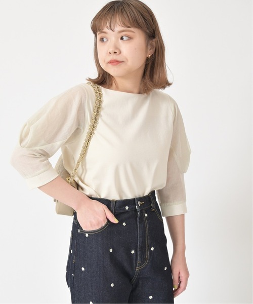 U by SPICK&SPAN（ユーバイスピックアンドスパン）の「タックスリーブ ドッキングプルオーバー◆（Tシャツ/カットソー・レディース・ブラック/ホワイト系その他・FREE）」の10枚目の写真