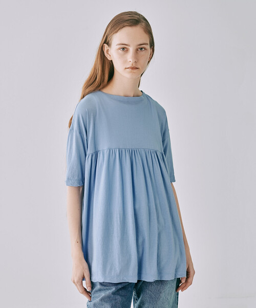 ORCIVAL（オーシバル）の「ORCIVAL | フレアギャザーTシャツ WOMEN（Tシャツ/カットソー・レディース・ダークブラウン/ホワイト/ライトブルー/チャコール・1）」の18枚目の写真