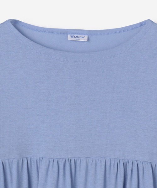 ORCIVAL（オーシバル）の「ORCIVAL | フレアギャザーTシャツ WOMEN（Tシャツ/カットソー・レディース・ダークブラウン/ホワイト/ライトブルー/チャコール・1）」の6枚目の写真