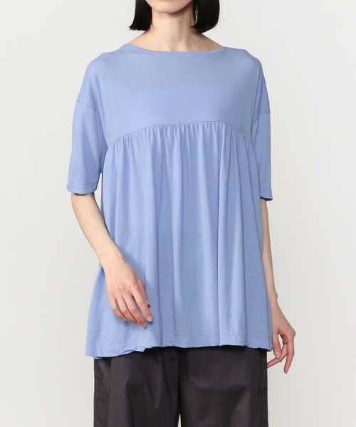 ORCIVAL（オーシバル）の「ORCIVAL | フレアギャザーTシャツ WOMEN（Tシャツ/カットソー・レディース・ダークブラウン/ホワイト/ライトブルー/チャコール・1）」の11枚目の写真